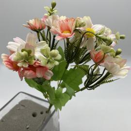 Dirbtinė gėlės puokštė, ilgis 30cm (kreminė-rožinė)