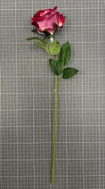 Dirbtinė rožės šaka, ilgis 50cm (raudona-rožinė)