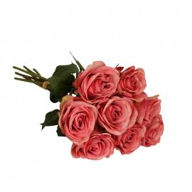 Dirbtinė puokštė iš 8vnt rožių, ilgis 37cm (Rožinė)