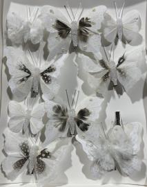 Dekoratyviniai prisegami drugeliai (MIX, balti, 6vnt x 0,60€, 4vnt x 0,45€)