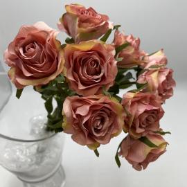 Dirbtinė rožių puokštė iš 9 vnt., ilgis 37cm (rožinė)