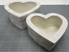 Širdelės formos dėžutės "Zomšinės" 2 dalių (balta)