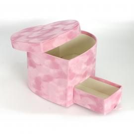 Širdelės formos dėžutė su stalčiumi "Zomšinės" (rožinė 21x20x15cm)