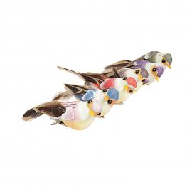 Dekoratyviniai paukščiai margi pastelinių spalvų su segtuku (12vntx0,60€  2,5x9x2,5cm)