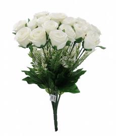 18 rožių puokštė 37cm (balta)