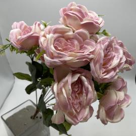 Dirbtinė rožių puokštė, ilgis 49cm (šv. rožinė)