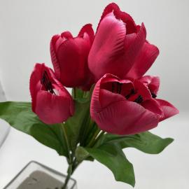 Dirbtinė tulpių puokštė iš 7 vnt., ilgis 39 cm (rožinė)