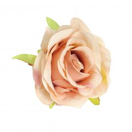Dirbtinių rožių žiedų komplektas (Šviesi persikinė, 6x7cm) (12vnt. x 0.70€)