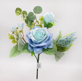 2 rožių puokštė 35 cm (šv. mėlyna)