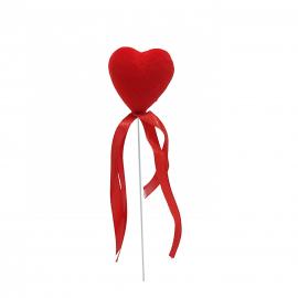 Raudonos širdelės ant pagaliuko, skersmuo 3,5cm (12vnt x 0,20€)