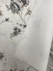 Vyniojamas popierius gėlėms su gėlių dekoracija 10 lapų, 50x60cm baltas