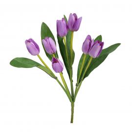 Dirbtinė tulpių puokštė, ilgis 35cm (Violetinė)