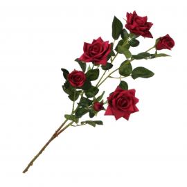 Smulkiažiedžių rožių šaka iš 6 žiedų, ilgis 70cm (raudona)