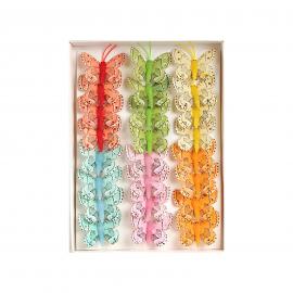 Dekoratyviniai prisegami drugeliai raštuoti su karoliukais (mažesni, MIX, 24vnt x 0,45€)