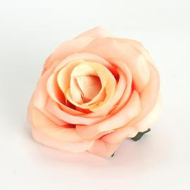 Dirbtinių prasiskleidusių rožės žiedų komplektas (12vnt. x 0.45€) [persikinė, 9x6cm]