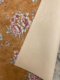 Vyniojamas popierius gėlėms su gėlių dekoracija 10 lapų, 50x60cm šviesiai rudas
