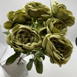 Dirbtinė rožių puokštė, ilgis 49cm (žalia)