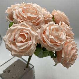 Dirbtinė 9 rožių puokštė, ilgis 32 cm (šv. oranžinė)