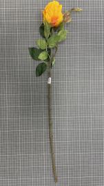 Dirbtinė rožės šaka, ilgis 70cm (geltona-oranžinė)