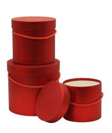 Cilindrinės dėžutės 3 dalių blizgančios su rankenėle (raudona)