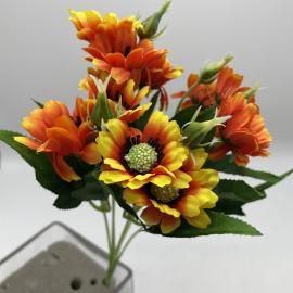 Dirbtinė gėlės puokštė, ilgis 32cm (oranžinė)