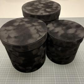 Cilindrinės formos dėžutės 3 dalių "Zomšinės" (juoda)