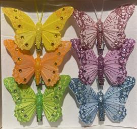 Dekoratyviniai prisegami drugeliai (vidutiniai, MIX, 6vnt x 0,60€)