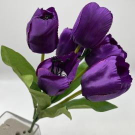 Dirbtinė tulpių puokštė iš 7 vnt., ilgis 39 cm (violetinė)