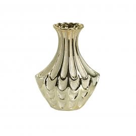 Keramikinė ovali išgaubta vaza, aukštis 28,5cm (šviesiai auksinė)