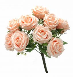Dirbtinė 9 rožių puokštė, ilgis 32 cm (šv. oranžinė)