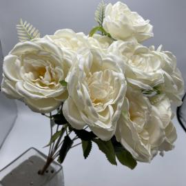 Dirbtinė rožių puokštė, ilgis 49cm (balta)