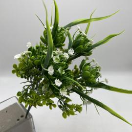 Dirbtinė gėlės puokštė, ilgis 32-40 cm (balta)