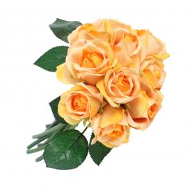 Dirbtina puokštė iš 10vnt rožių, ilgis 26cm (oranžinė)