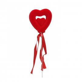 Raudona širdelė širdelėje ant pagaliuko, skersmuo 5cm (12vnt x 0,30€)