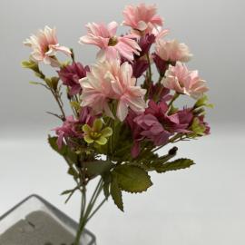 Dirbtinė gėlės puokštė, ilgis 33cm (rožinė-kreminė)