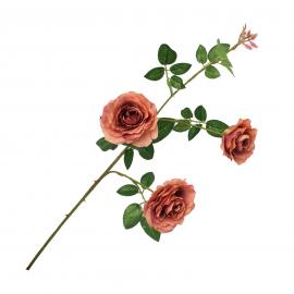 Dirbtinė Rožės šaka su 3 žiedais, ilgis 76cm (Ruda)