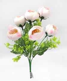 6 gėlių puokštė 31 cm (šv. rožinė)