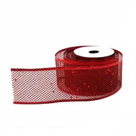 Dekoratyvinė juostelė "Tinklelis raudonas", plotis 6cm