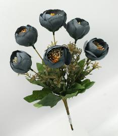 6 žiedų puokštė 31cm (t. mėlyna)