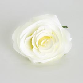 Dirbtinių prasiskleidusių rožės žiedų komplektas (12vnt. x 0.45€) [balta, 9x6cm]