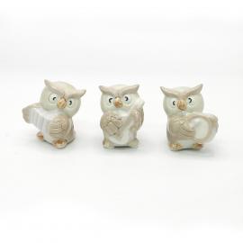 Keramikinė pelėda, 5-6 x 5,5-6,5 x 6cm (1vnt iš 3 variantų)