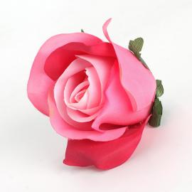 Dirbtinių rožės žiedų komplektas (12vnt. x 0.25€) [ryškiai rožinė, 6x6cm]