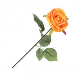 Rožių šaka su lapais, ilgis 48cm (oranžinė)