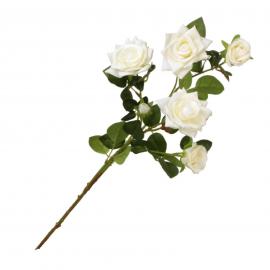 Smulkiažiedžių rožių šaka iš 6 žiedų, ilgis 70cm (balta)