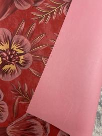 Vyniojamas popierius gėlėms su gėlių dekoracija 10 lapų, 50x60cm raudonas