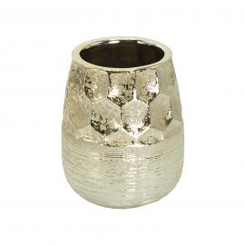 Keramikinė apvali vaza "Lašeliai", aukštis 15,5cm (auksinė)