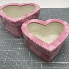 Širdelės formos dėžutės "Zomšinės" 2 dalių (rožinė)