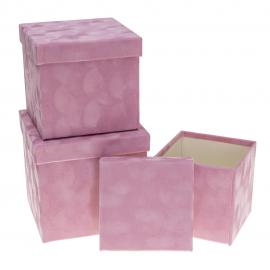 Kvadratinės formos dėžutės 3 dalių "Zomšinės" (rožinė)