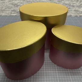Ovalios dėžutės 3 dalių su auksiniu pakreiptu dangteliu (rožinė)
