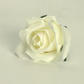 Dirbtinių rožės žiedų komplektas (12vnt. x 0.25€) [balta, 6x6cm]
